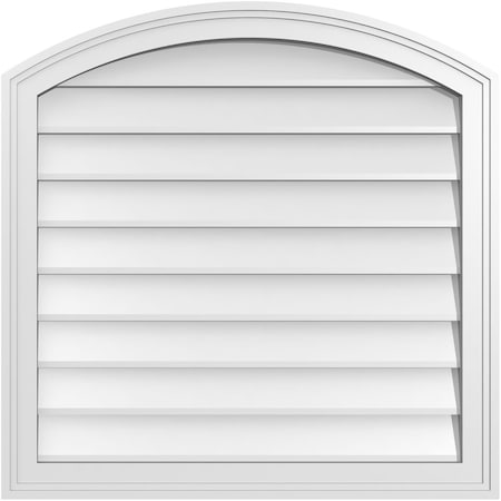 Ekena Millwork Arch Top Surface Mount PVC Gable Vent: Functional, w/ 2"W x 1-1/2"P Brickmould Frame, 28"W x 28"H GVPAR28X2802SF